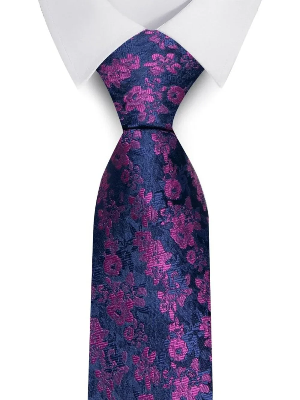 Men's Purple & Blue 100% Microfiber Floral Jacquard Formal Necktie For Business